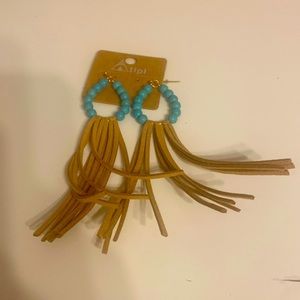 Boho Teal Beaded Earrings